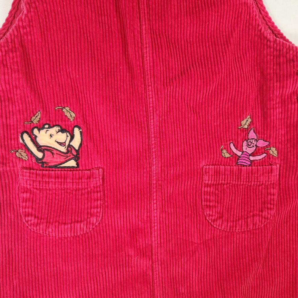 Disney Fall Winnie the Pooh Red Corduroy Jumper Dress Pooh & Piglet Toddler 3T - Picture 2 of 10